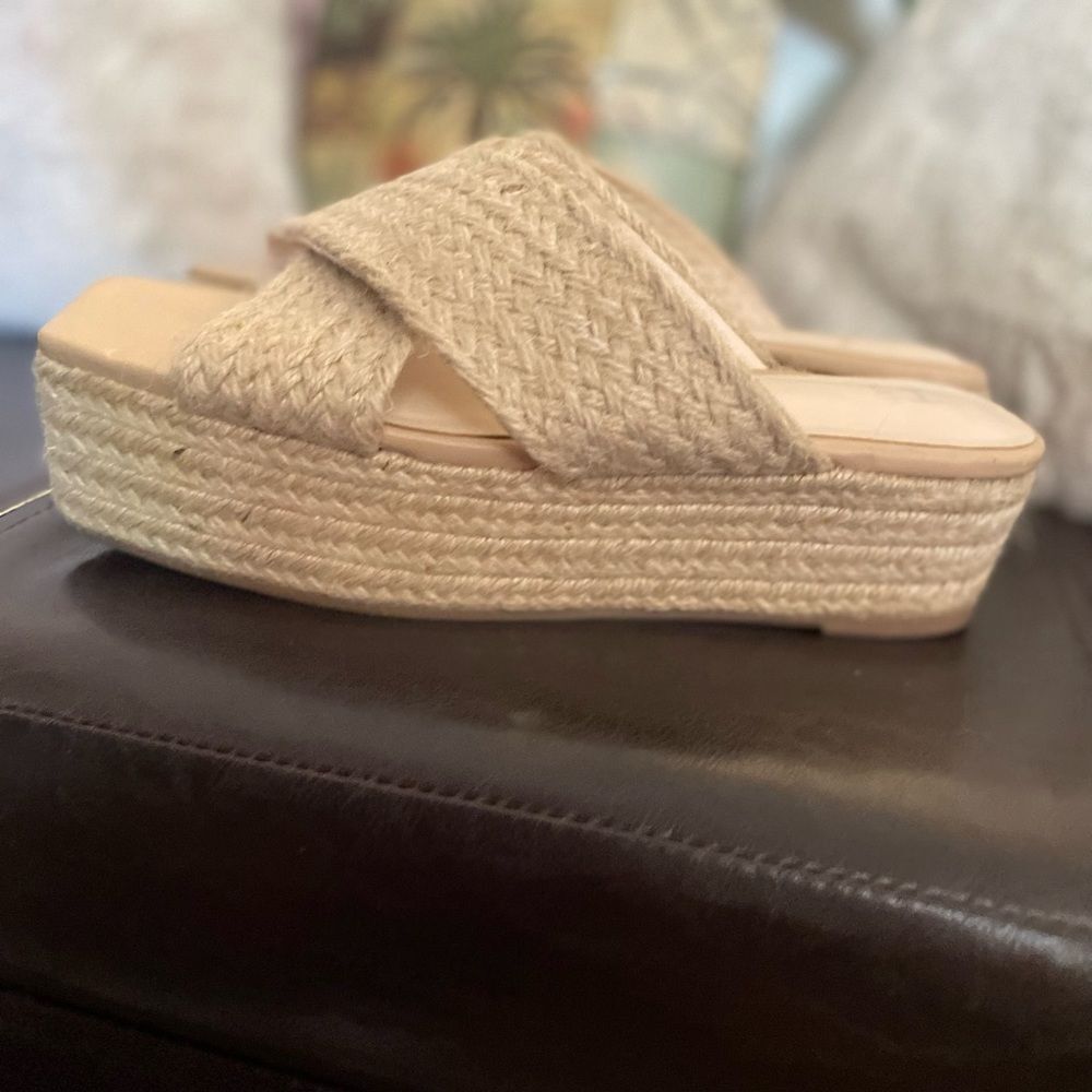 H by Halston Natural Braided Espadrille Platform Slide